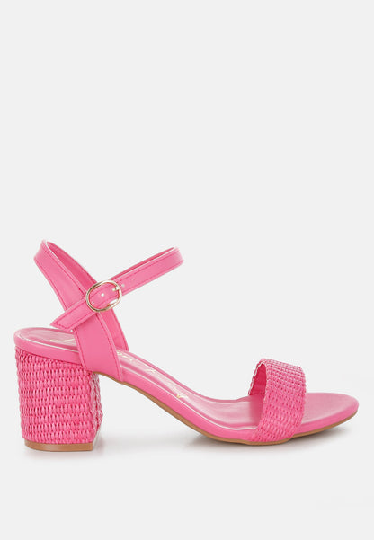 Tulata Raffia Pin Buckle Block Heels