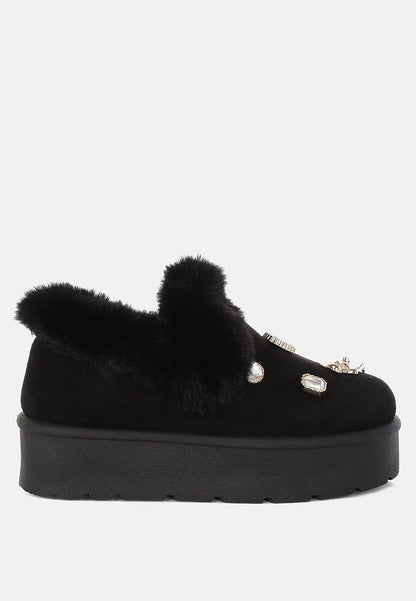 Zeta Charm Detail Slip On Snow Boots
