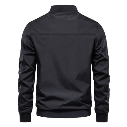 Men’s Casual Zip-Up Jacket with Pockets – Stand Collar Outwear