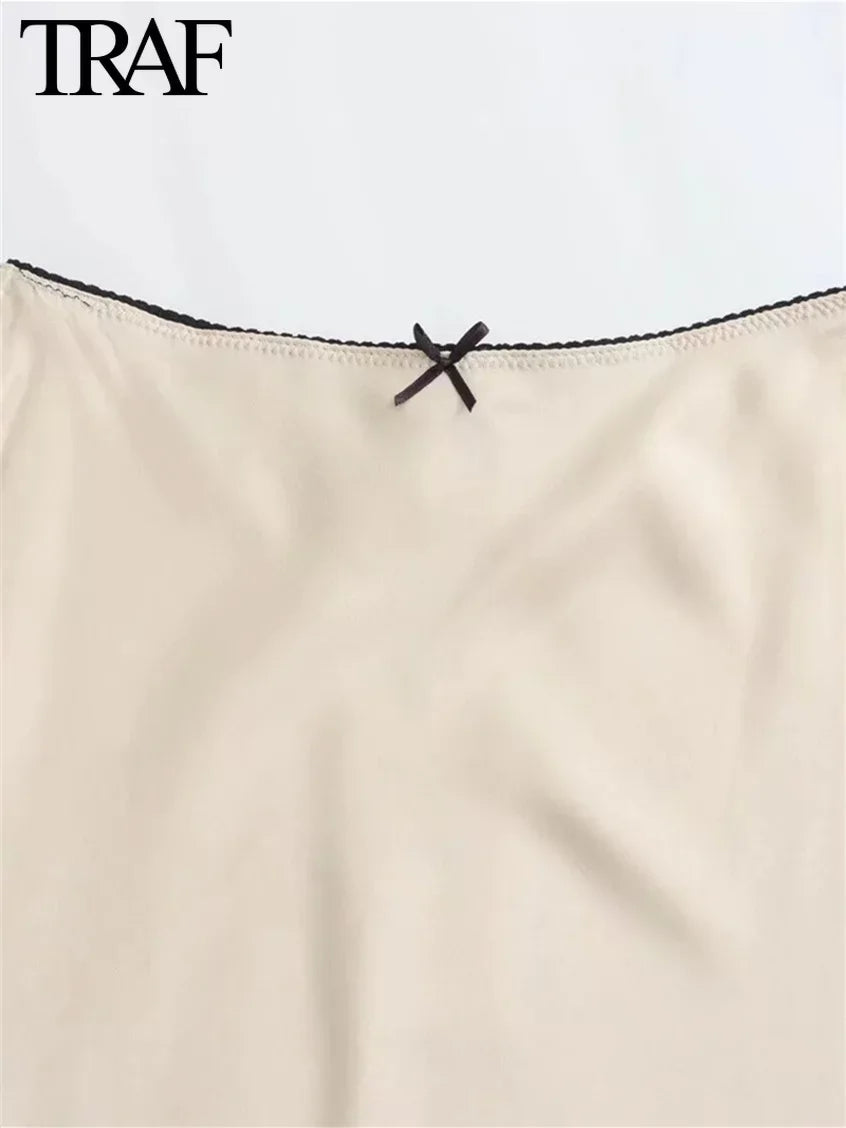 traf satin bow decoration top - 2024 spring fashion