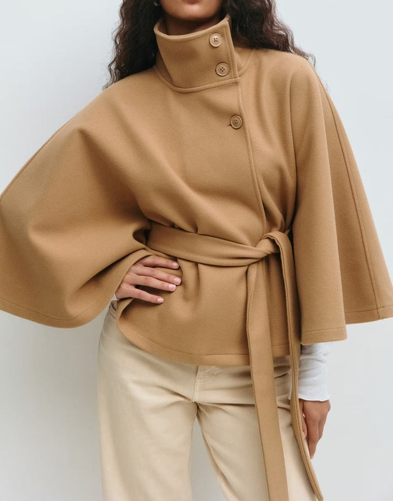 Elegant Winter High Neck Coat with Belt – Women’s Fashion Trench