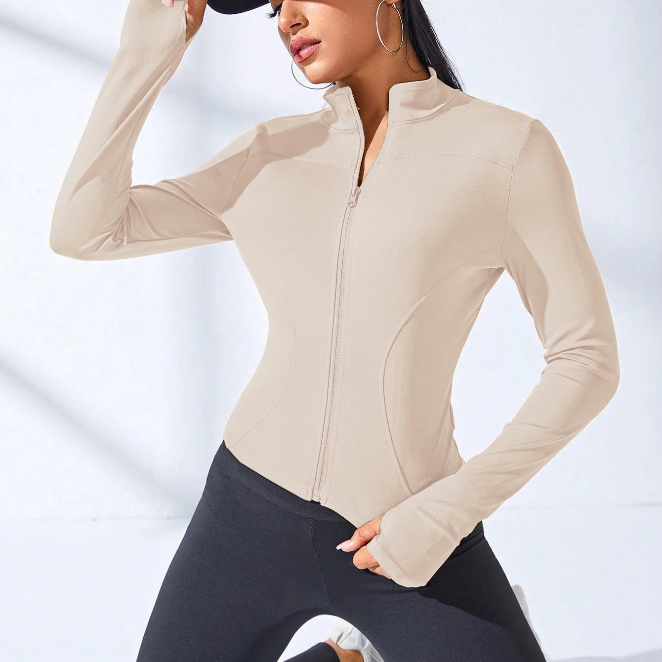 women's zip-up yoga jacket - short sports fitness coat