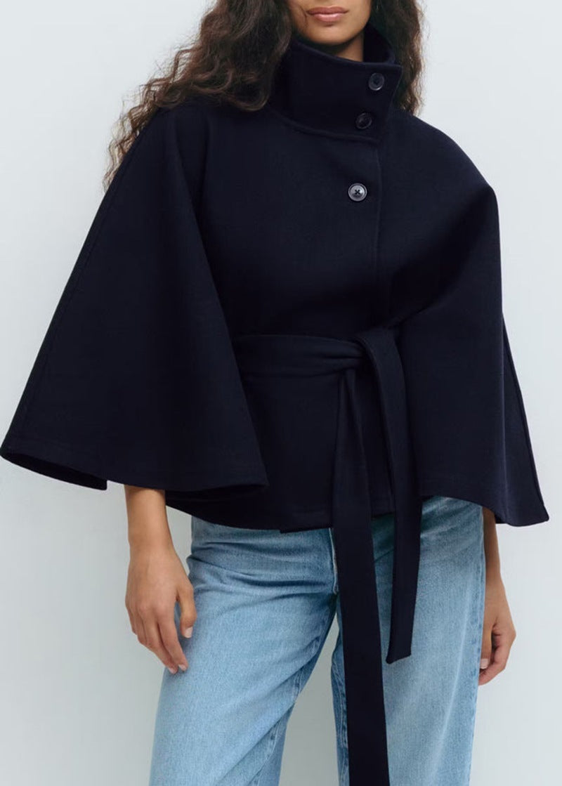 Elegant Winter High Neck Coat with Belt – Women’s Fashion Trench