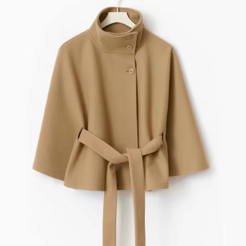 Elegant Winter High Neck Coat with Belt – Women’s Fashion Trench