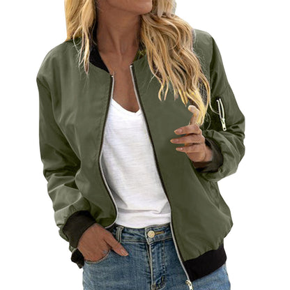 Women’s Vintage Bomber Jacket – Casual Chic Zip-Up Outwear