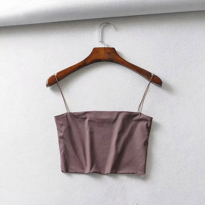 Women's Cotton Crop Tank Top - Elastic Sleeveless Cami