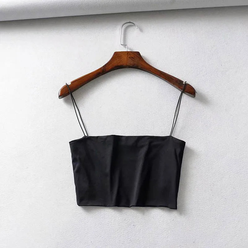 women's cotton crop tank top - elastic sleeveless cami