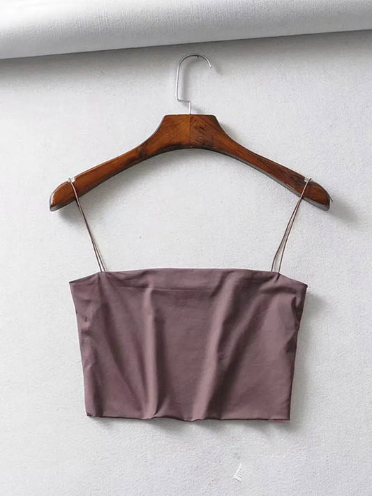 Women's Cotton Crop Tank Top - Elastic Sleeveless Cami
