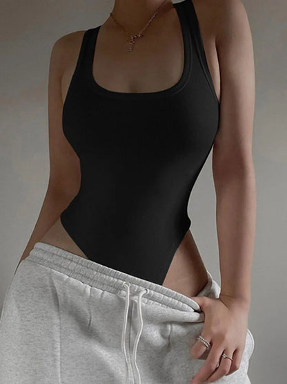 Women's Knit Bodysuit - Off-Shoulder Halter Top