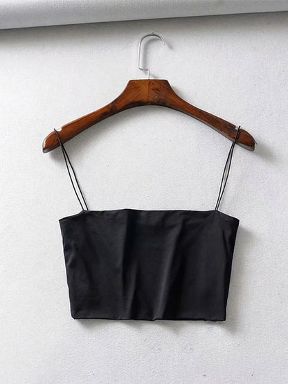 Women's Cotton Crop Tank Top - Elastic Sleeveless Cami
