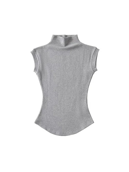 Women's Sleeveless Turtleneck Top - Summer Slim Fit Tee