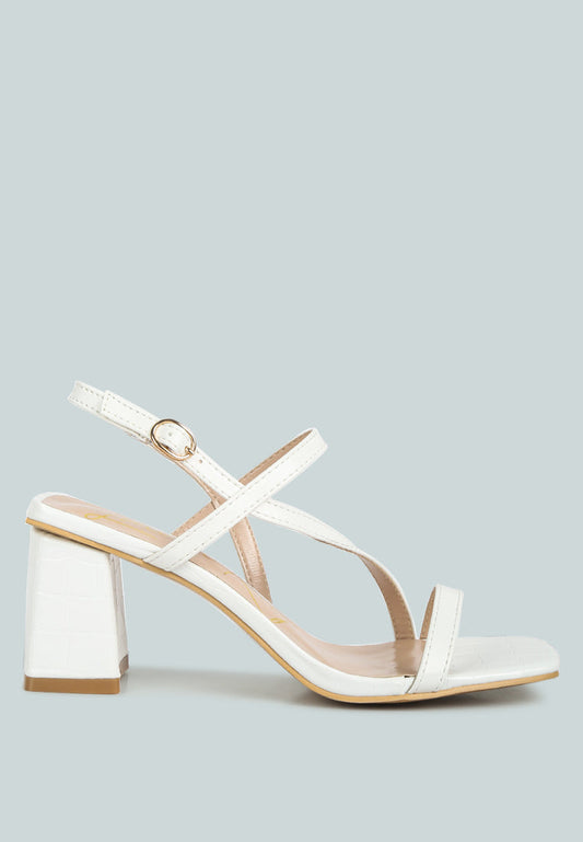Effieo Croc Texture Block Heel Sandals-0