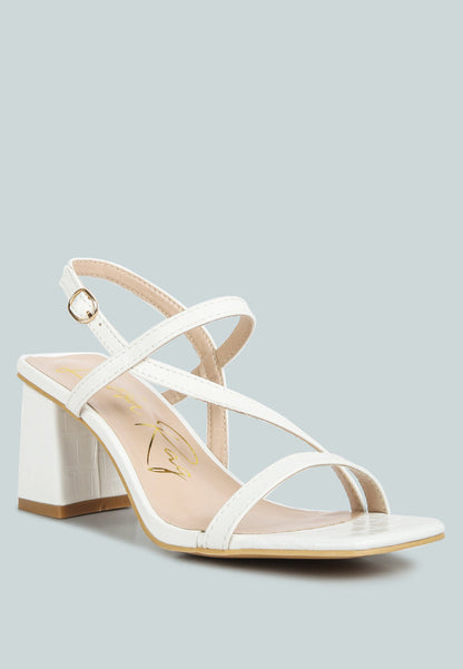 Effieo Croc Texture Block Heel Sandals-2