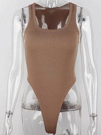 Women's Knit Bodysuit - Off-Shoulder Halter Top