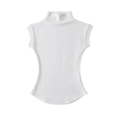 Women's Sleeveless Turtleneck Top - Summer Slim Fit Tee
