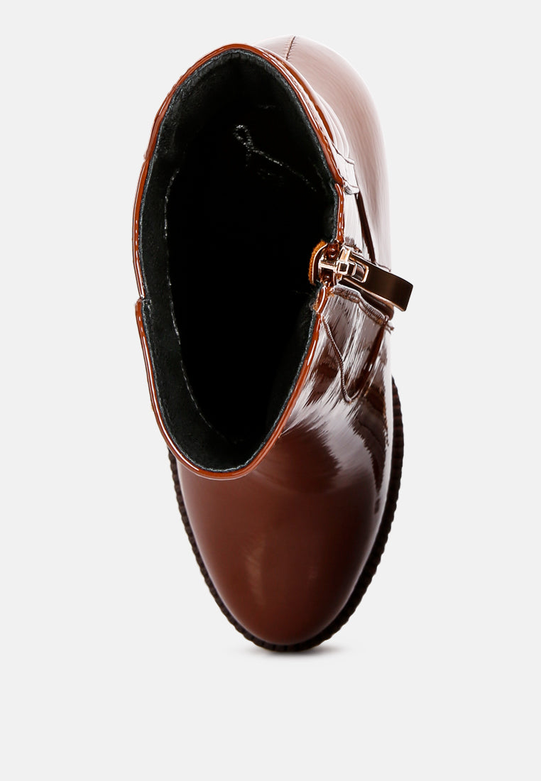 high key collared high heel ankle boot
