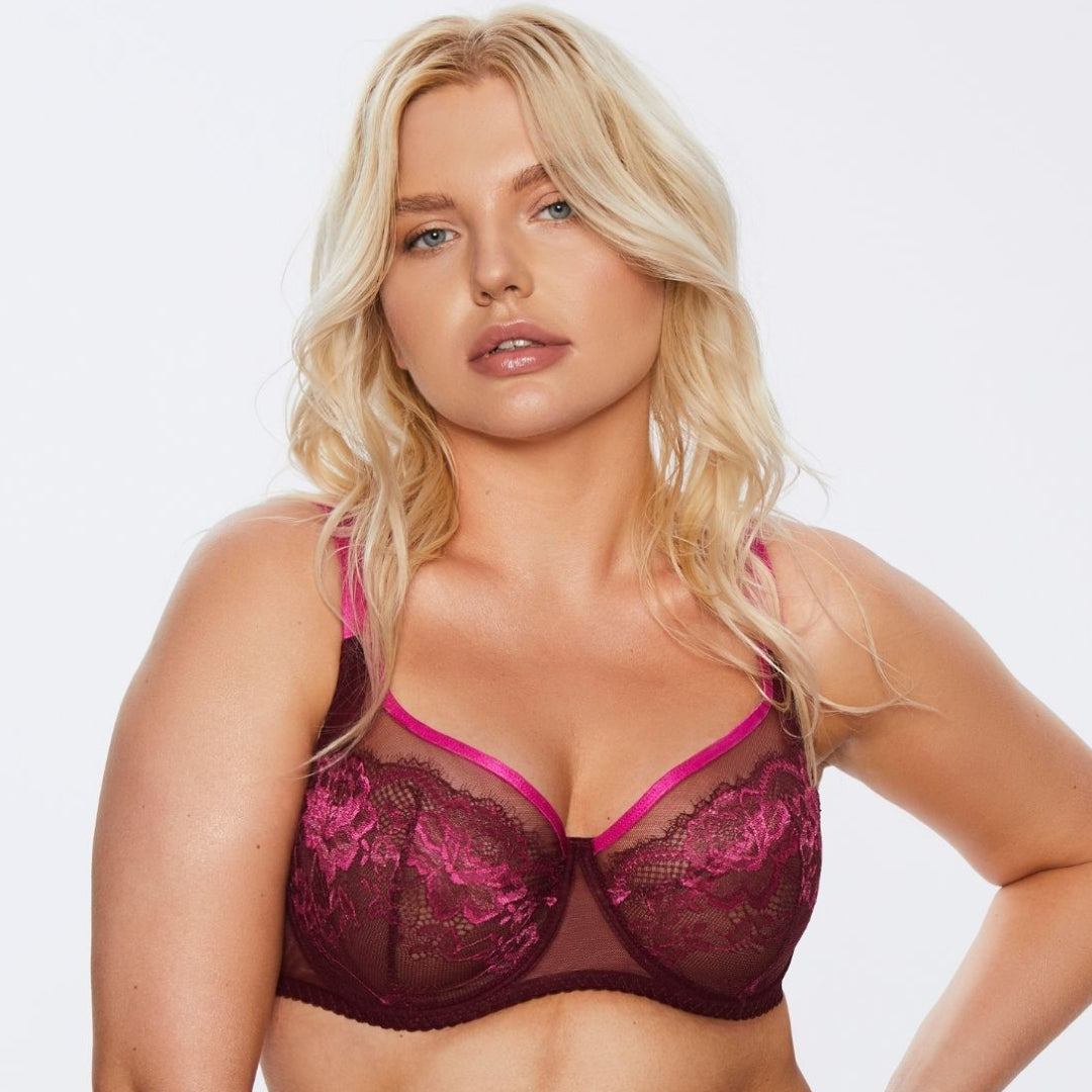 Sheer Mesh Full Figure Lace Bra Kinga Love Promise
