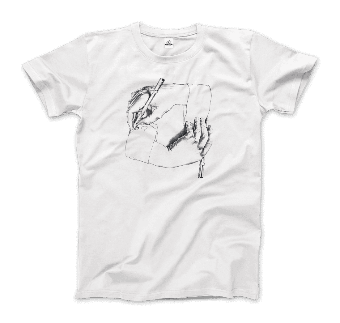 mc escher hand drawing hand art t-shirt
