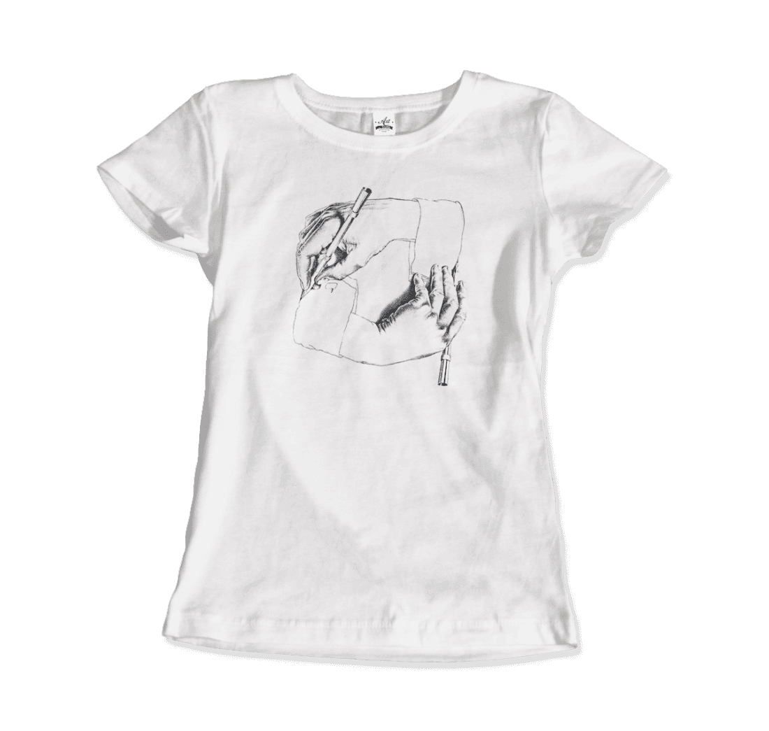 mc escher hand drawing hand art t-shirt