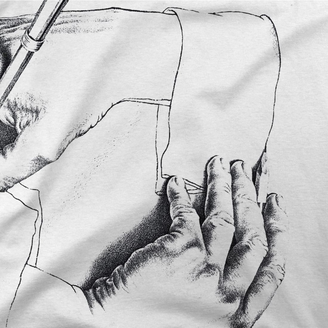 mc escher hand drawing hand art t-shirt