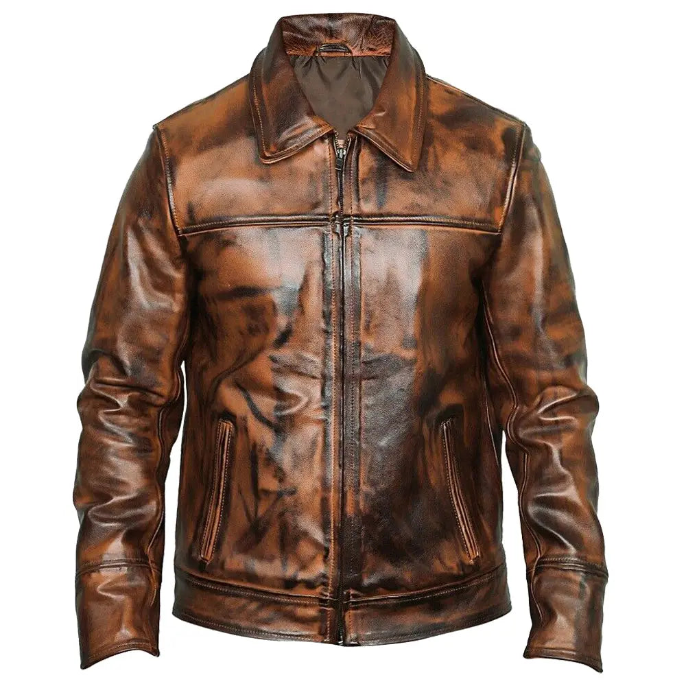 Men's Waxed Leather Fashion Jacket