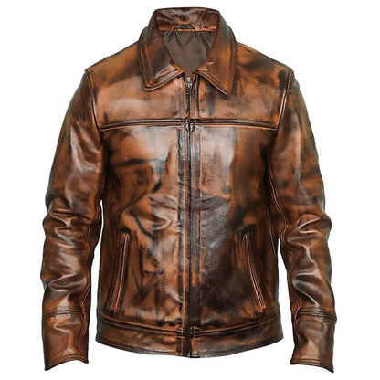 Men's Waxed Leather Fashion Jacket