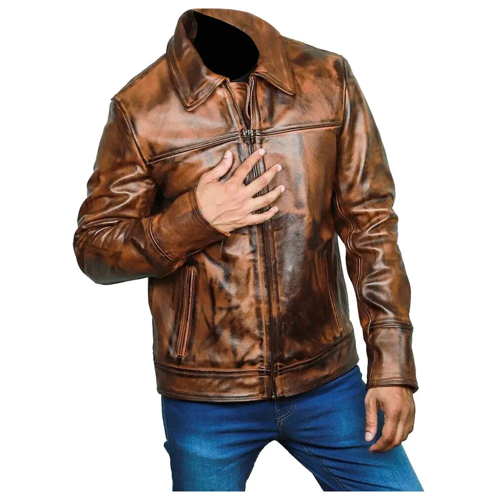 Men's Waxed Leather Fashion Jacket
