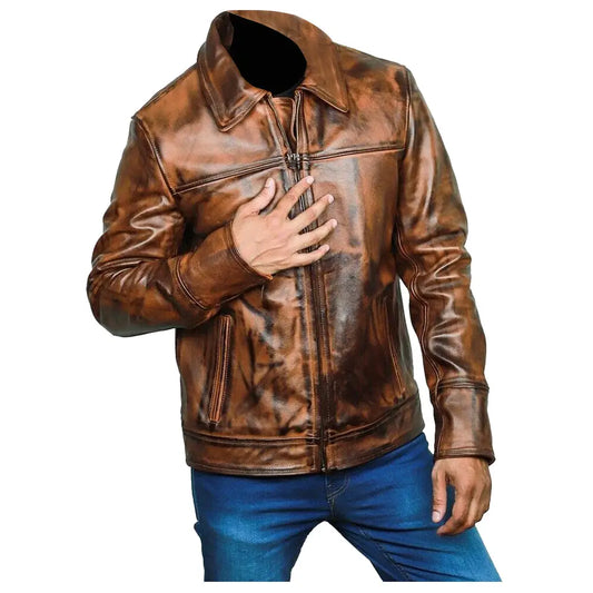 Men's Waxed Leather Fashion Jacket