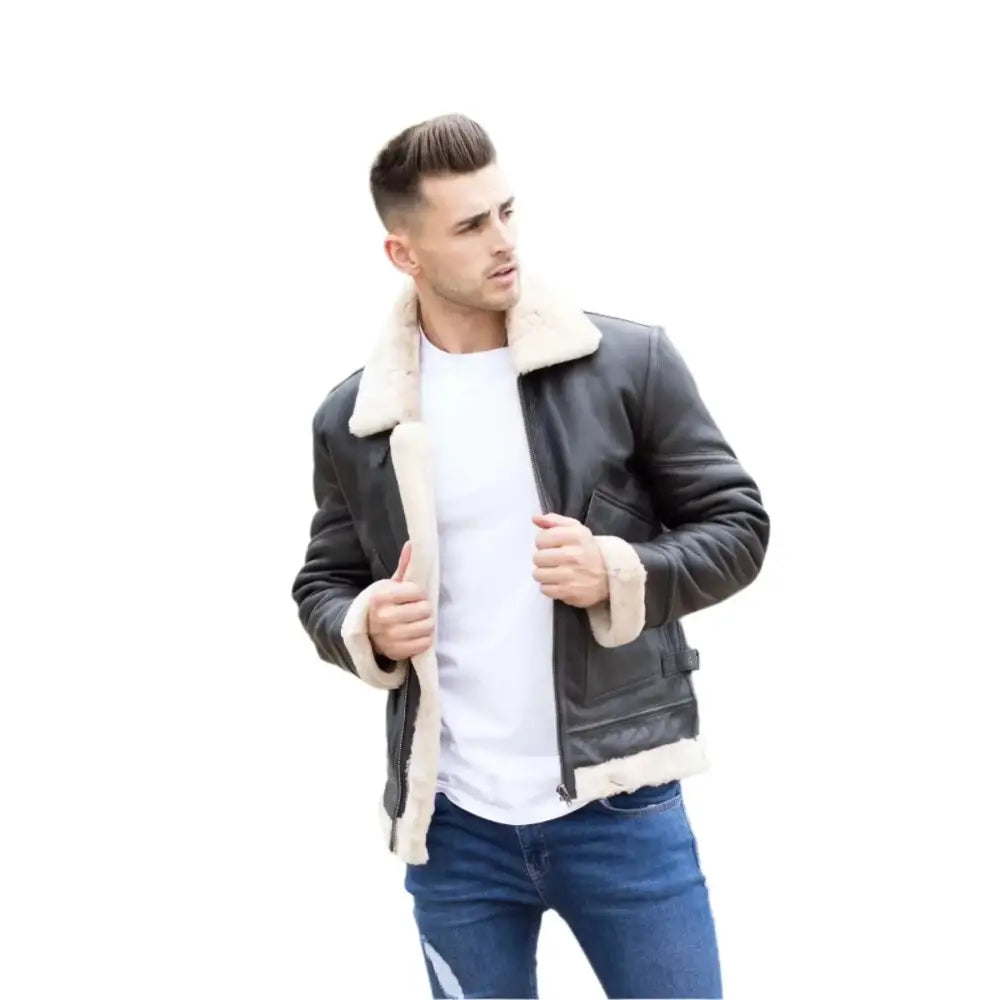 men’s airforce shearling leather jacket