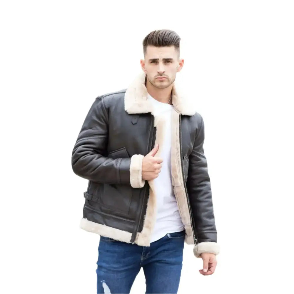 men’s airforce shearling leather jacket