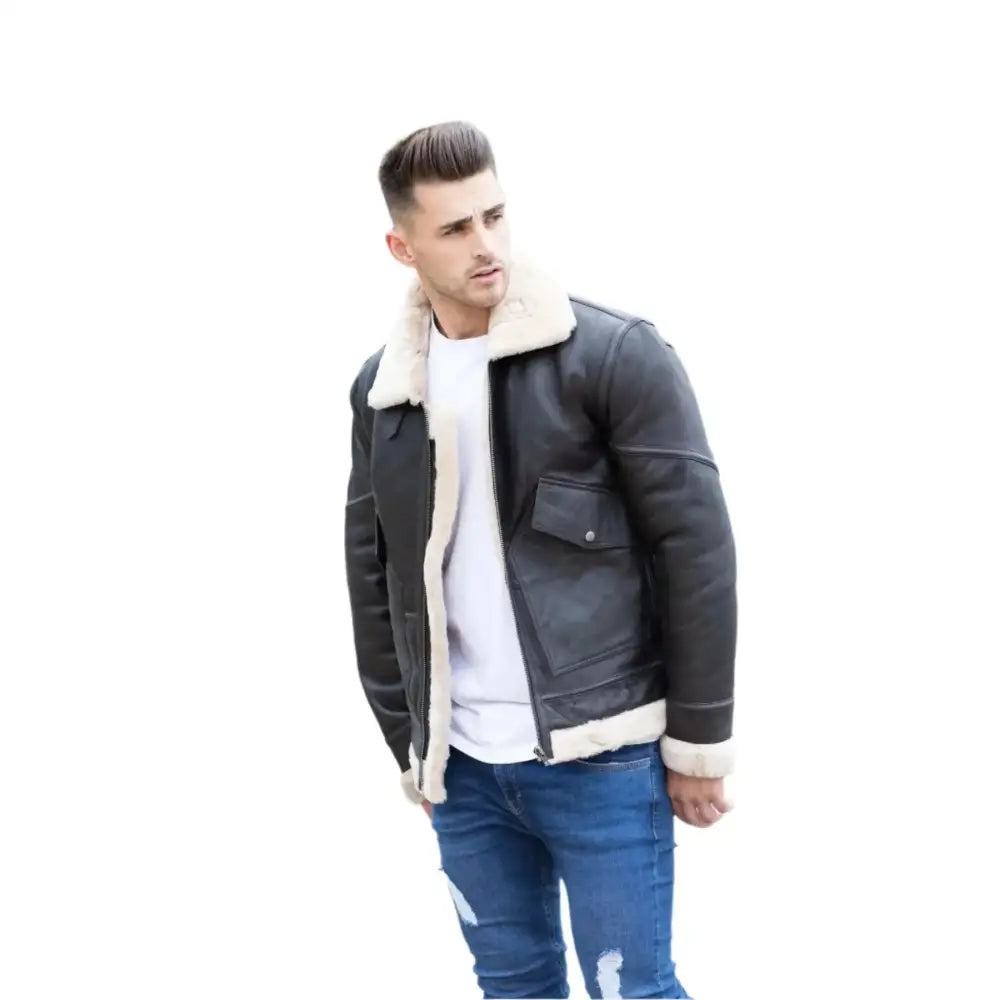 men’s airforce shearling leather jacket