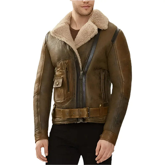 Men’s B3 Aviator Shearling Leather Bomber Jacket-0