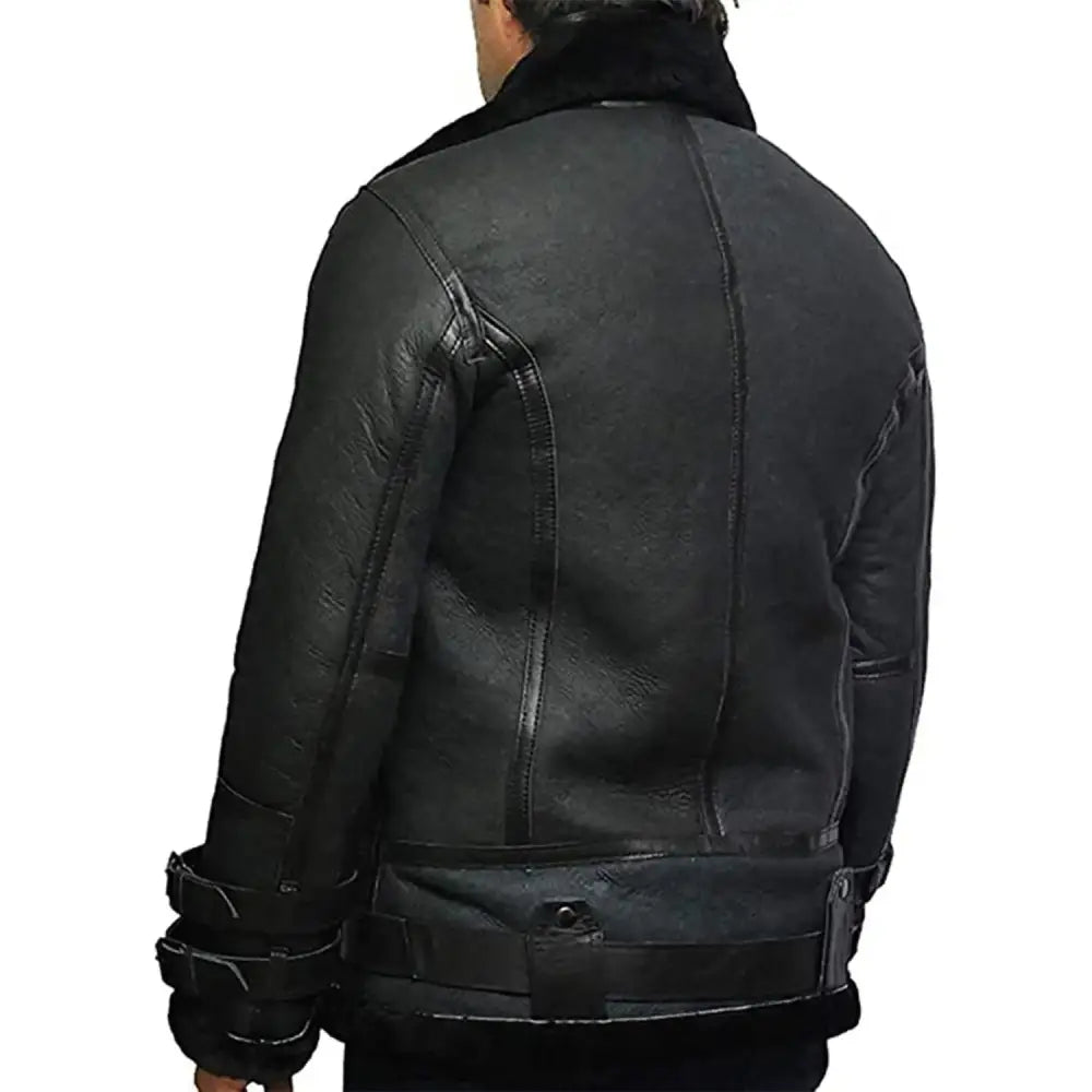 mens genuine sheepskin aviator jacket-1