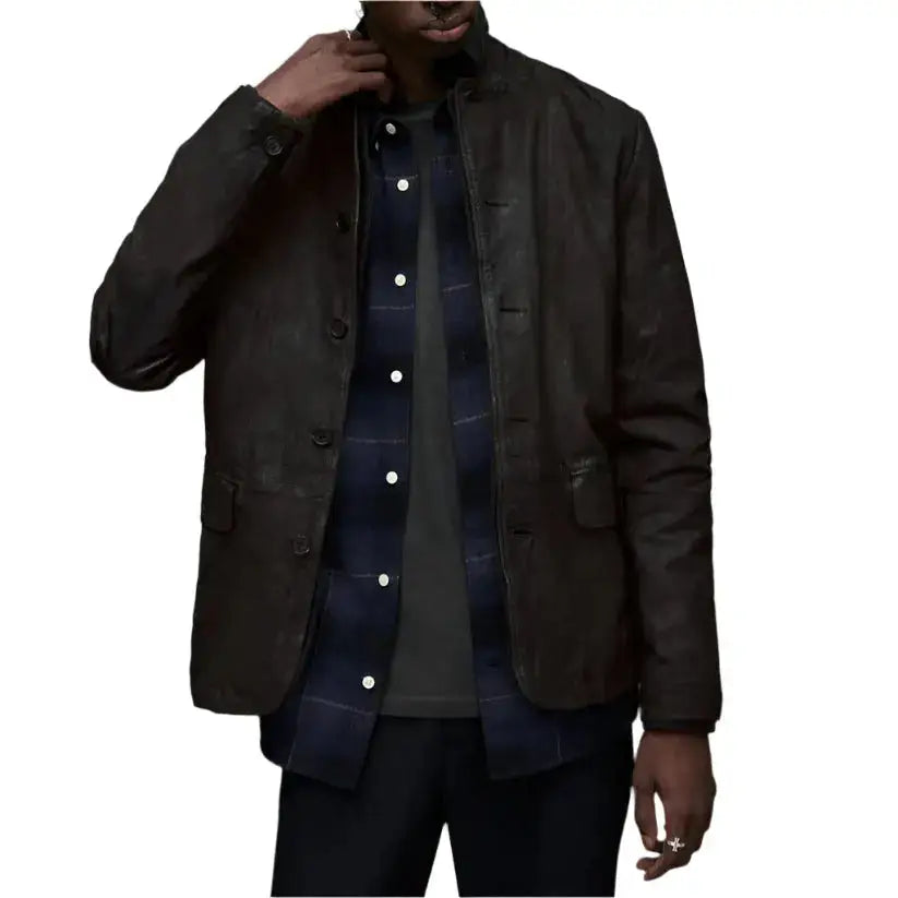 Men’s Black Suede Leather Blazer