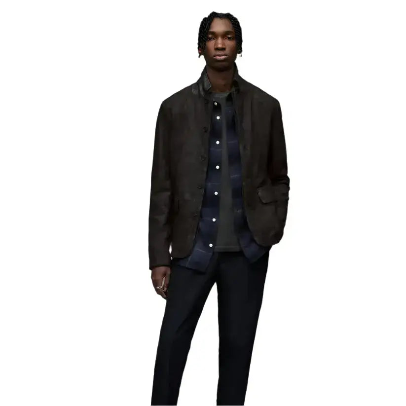 Men’s Black Suede Leather Blazer