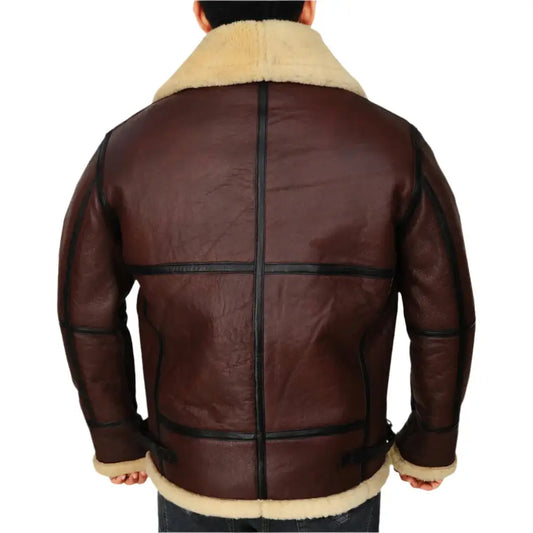 Mens Brown Shearling B3 Bomber Jacket