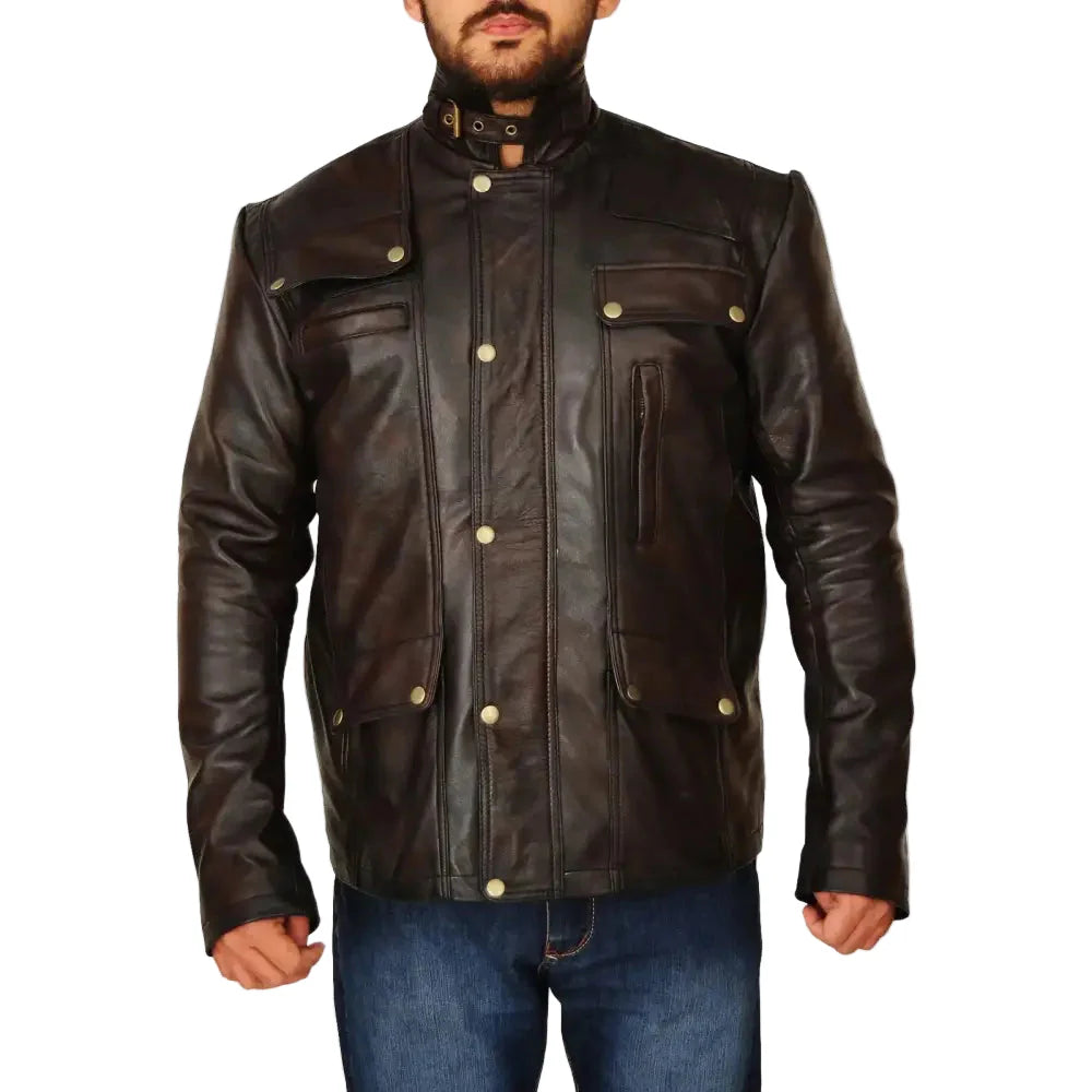 Men's Classic Dark Brown Leather Jacket