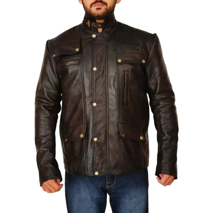 Men's Classic Dark Brown Leather Jacket