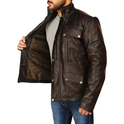 Men's Classic Dark Brown Leather Jacket