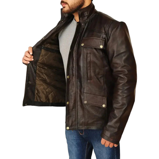 Men's Classic Dark Brown Leather Jacket