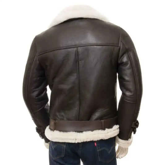 Mens Faux Shearling Aviator Jacket