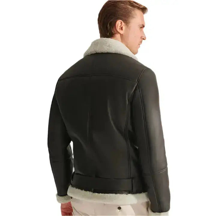 mens raf black b3 shearling aviator jacket