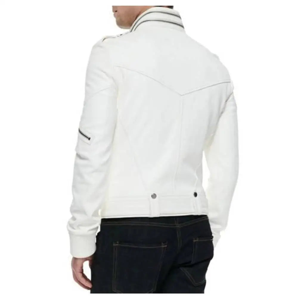 men's white racer moto biker leather jacket-2