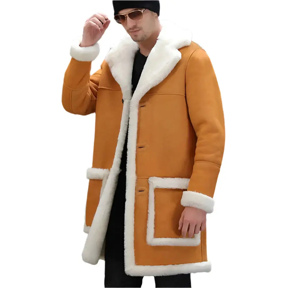 Men's Yellow Sheepskin Shearling Coat