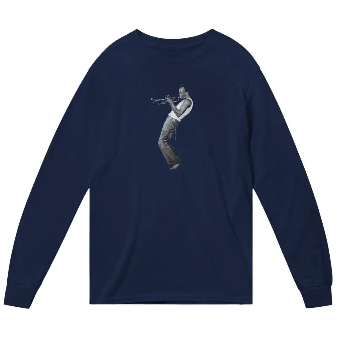 Miles Davis Playing his Trumpet Artwork Long Sleeve Shirt