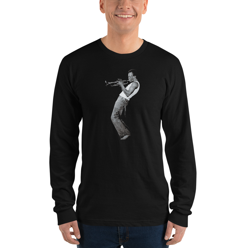 Miles Davis Playing his Trumpet Artwork Long Sleeve Shirt