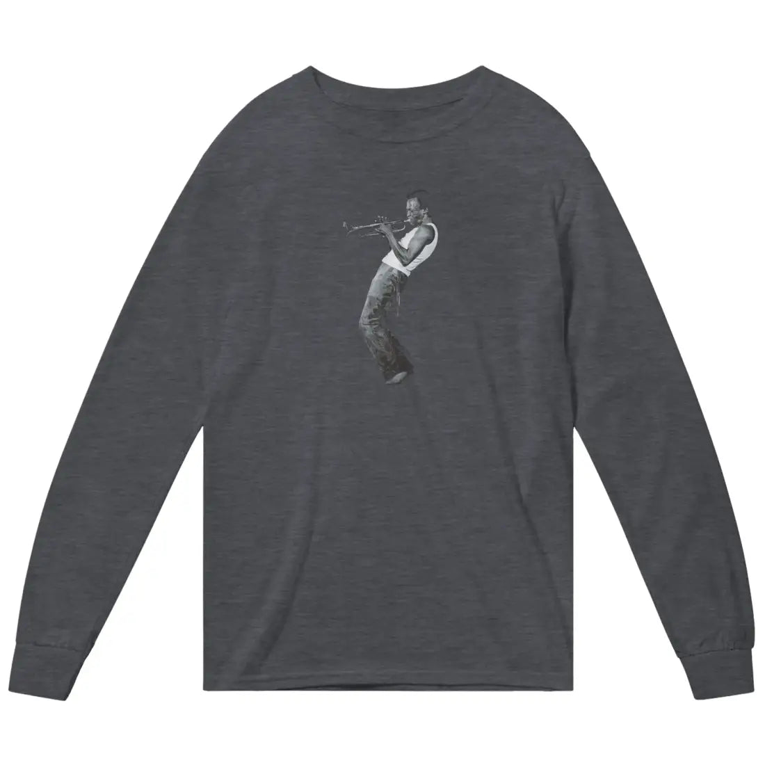 Miles Davis Playing his Trumpet Artwork Long Sleeve Shirt