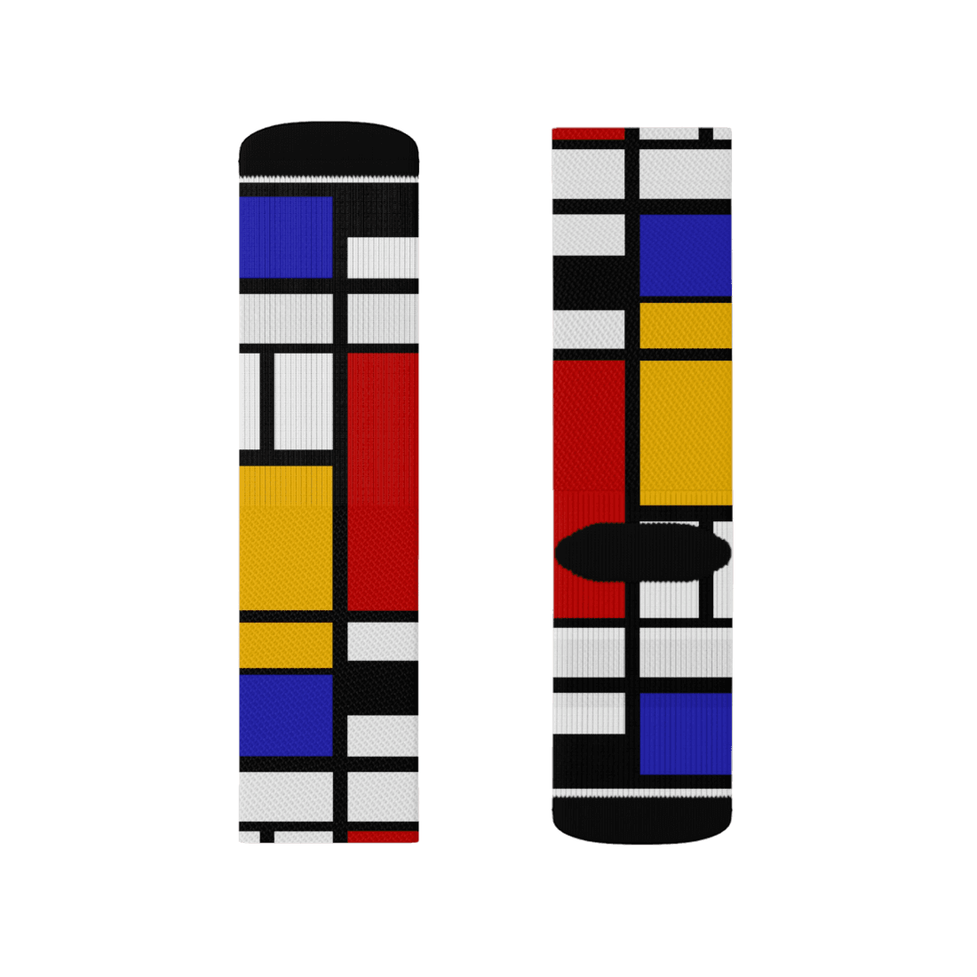 piet mondrian - composition with red, yellow, and blue - 1942 artwork socks
