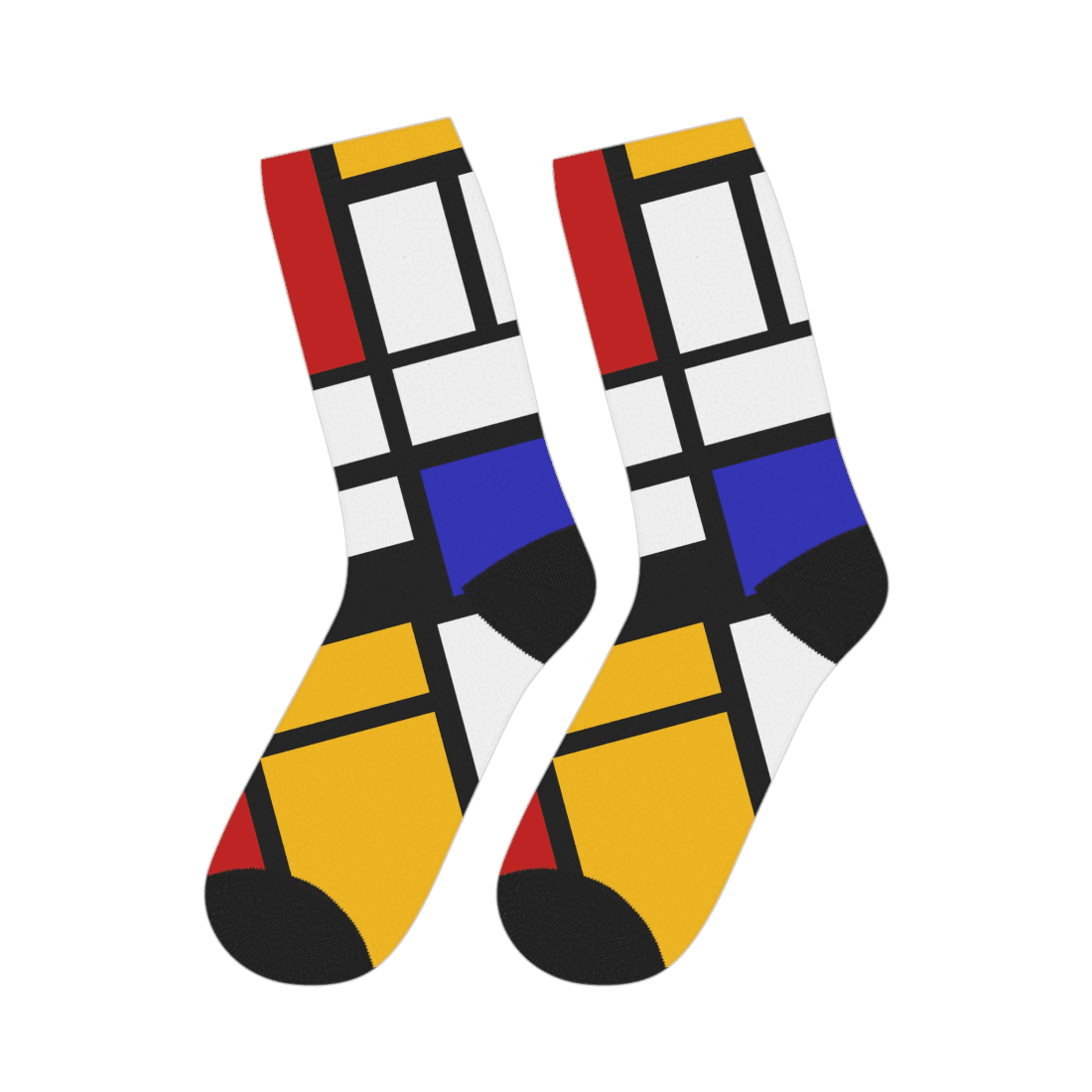 piet mondrian - composition with red, yellow, and blue - 1942 artwork socks