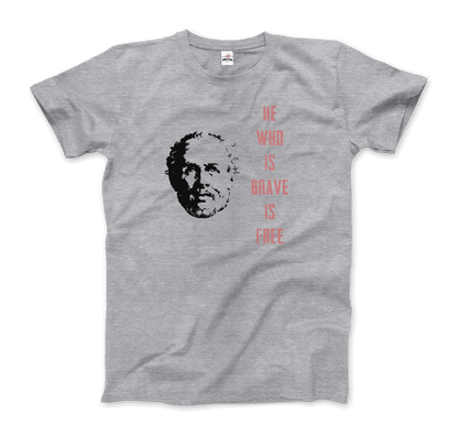 Seneca Famous Stoic Quote- He Who is Brave is Free - T-Shirt